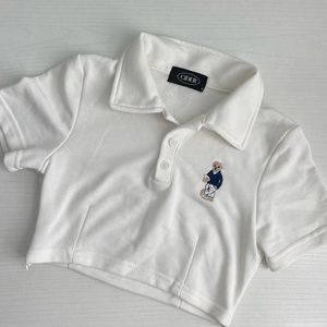 Cider bear crop polo / size small